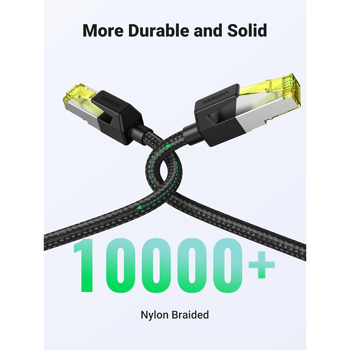 Ugreen Cat7 F/FTP Round Ethernet Braided Pure Copper Cable - (Black) | DataBlitz