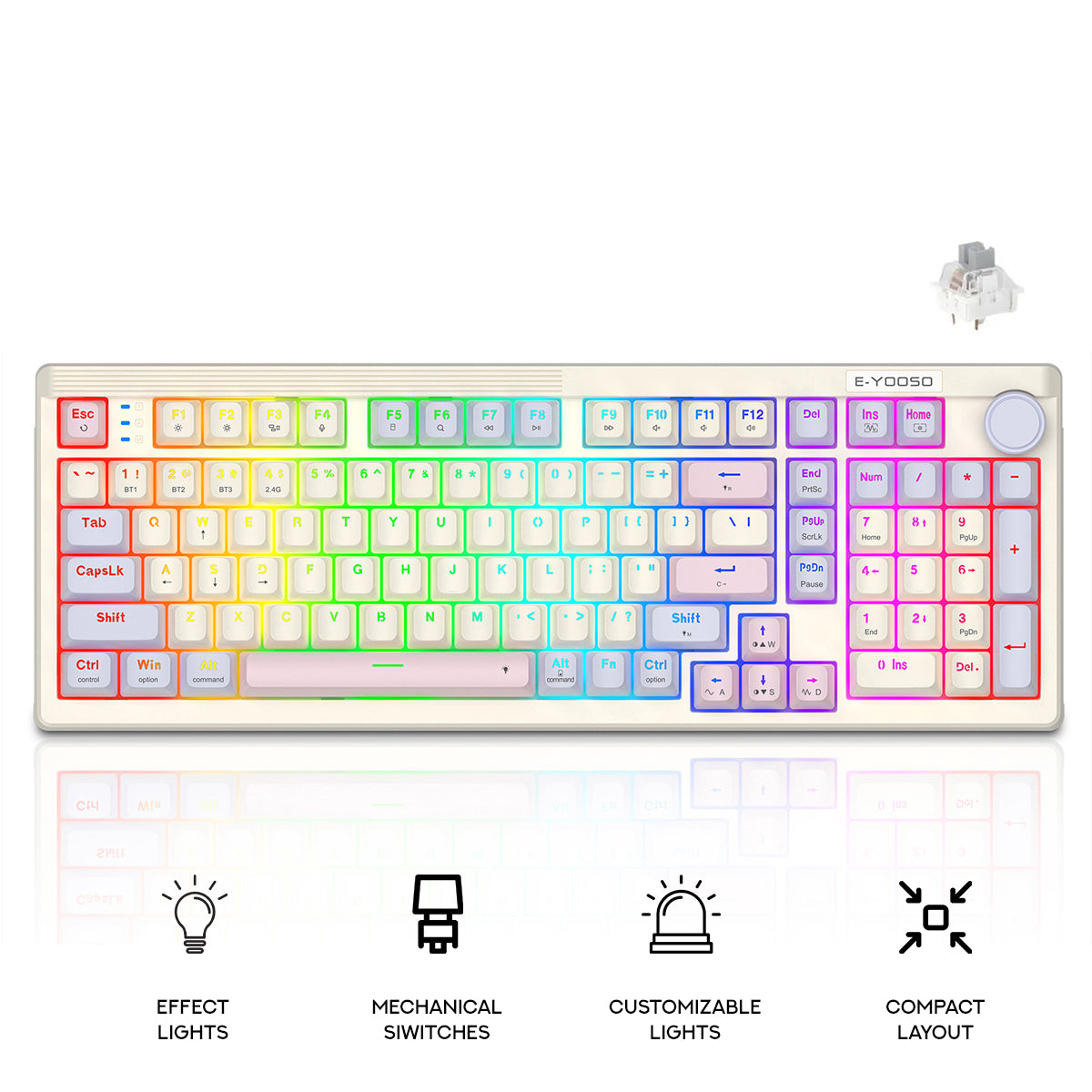 E-Yooso Z-101 RGB 101 Keys Tri-Mode Hot-Swappable Mechanical Keyboard
