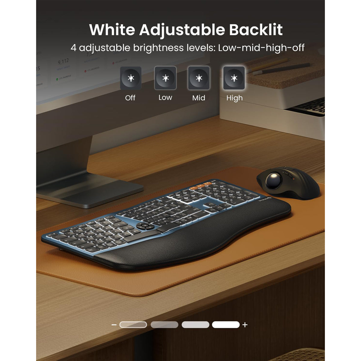ProtoArc EK01 Plus Dual Mode Full Size Backlit Ergonomic Split Keyboar