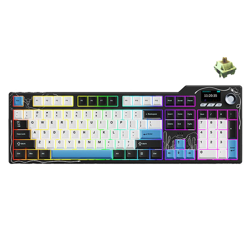 Ajazz AK35I V4 RGB Tri-Mode 100% 104-Keys Gasket-mounted Hot-Swappable Mechanical Keyboard