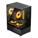 Trendsonic Juro JR14A Tempered Glass Front/Side Micro ATX PC Case with 3x Fixed Color Fan