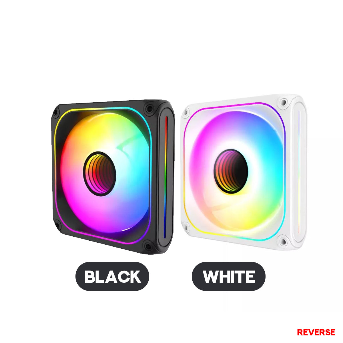 Coolman Drift Core CM-07RF 120mm Reverse ARGB Cooling Fan (Black, White)
