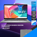 MSI Modern 14 F13MG-891PHNN Laptop (Urban Silver) | 14" FHD (1920x1080) IPS | Core i5-1334U | 16GB RAM | 512GB SSD | Intel UHD Graphics| Windows 11 Home | MSI Sleeve Bag GP