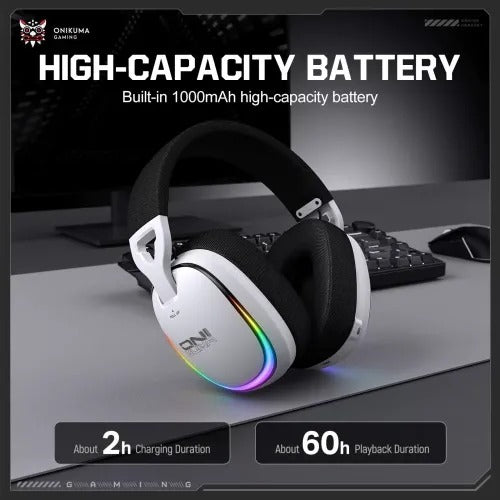 Onikuma GT805 4-Mode RGB Gaming Headset (Black, White)