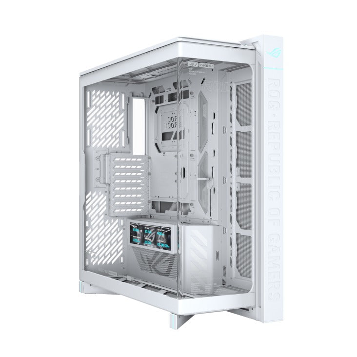 Asus ROG Cronox Panoramic Curved Tempered-Glass Panel Full-Tower PC Case (Black, White Ed.)