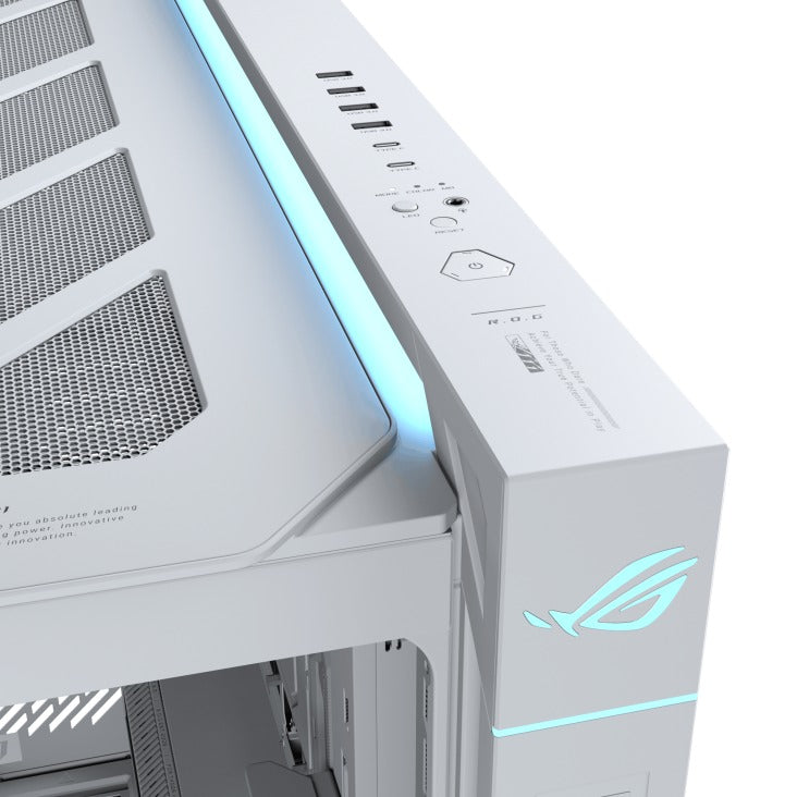 Asus ROG Cronox Panoramic Curved Tempered-Glass Panel Full-Tower PC Case (Black, White Ed.)