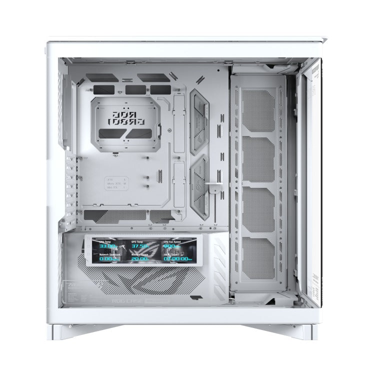 Asus ROG Cronox Panoramic Curved Tempered-Glass Panel Full-Tower PC Case (Black, White Ed.)