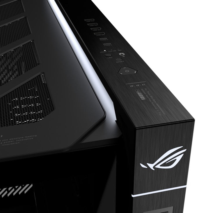 Asus ROG Cronox Panoramic Curved Tempered-Glass Panel Full-Tower PC Case (Black, White Ed.)