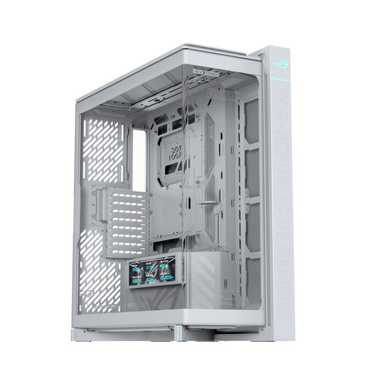 Asus ROG Cronox Panoramic Curved Tempered-Glass Panel Full-Tower PC Case (Black, White Ed.)