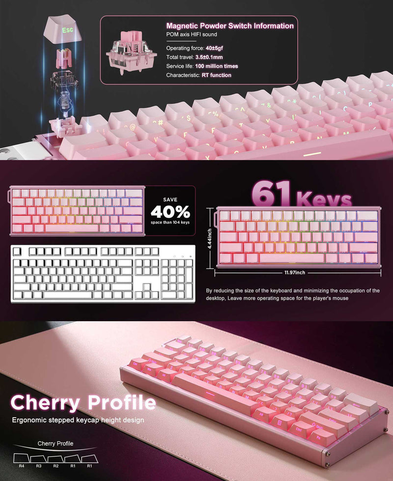 Ajazz ALUX60 RGB Wired 61-Keys Hot-Swappable Mechanical Keyboard 