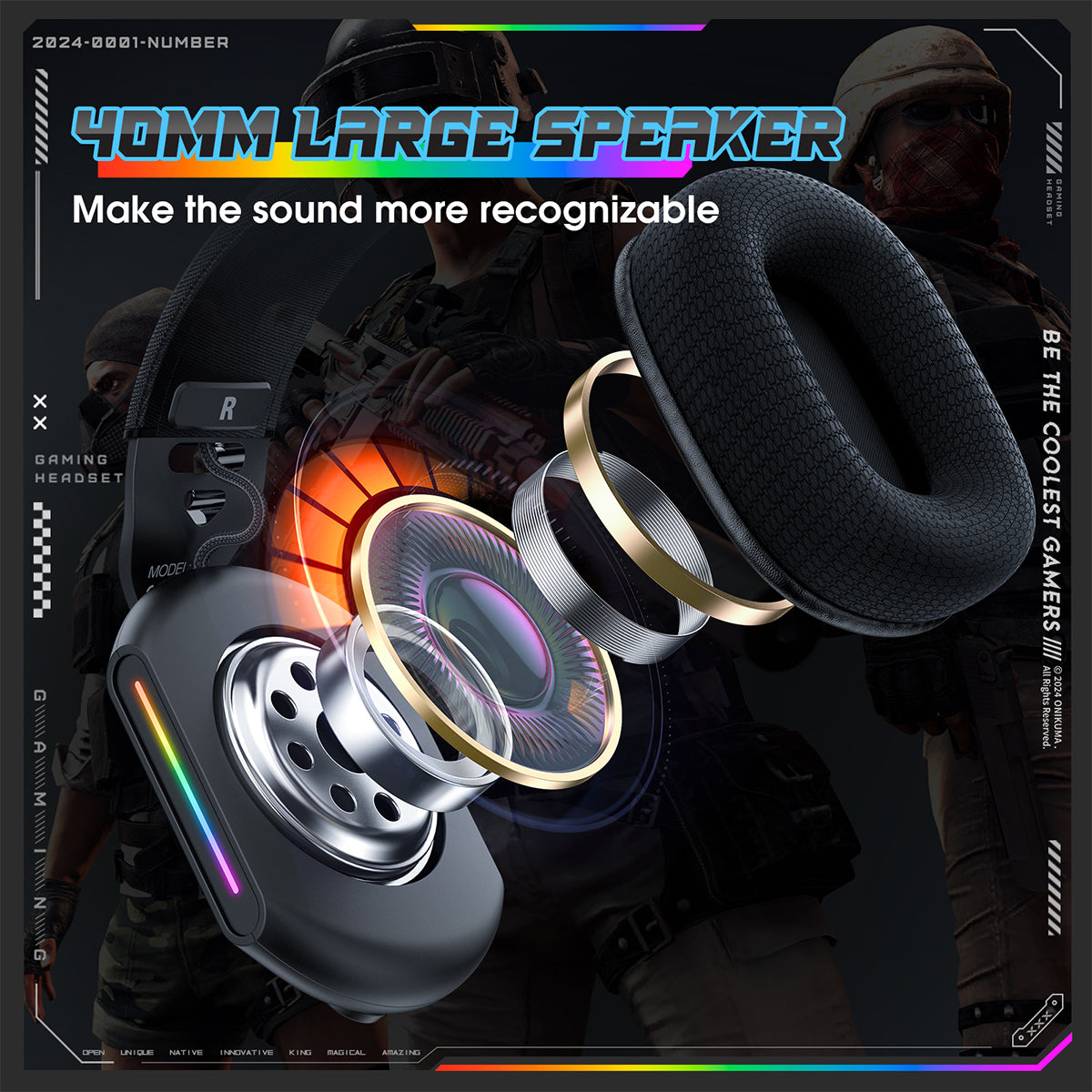 Onikuma X12 RGB Wired Gaming Headset with Noise Cancelling Microphone (Black)