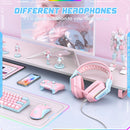Onikuma X13 RGB Colorful Lighting Wired Gaming Headset with Noise Cancelling Microphone (Pink)