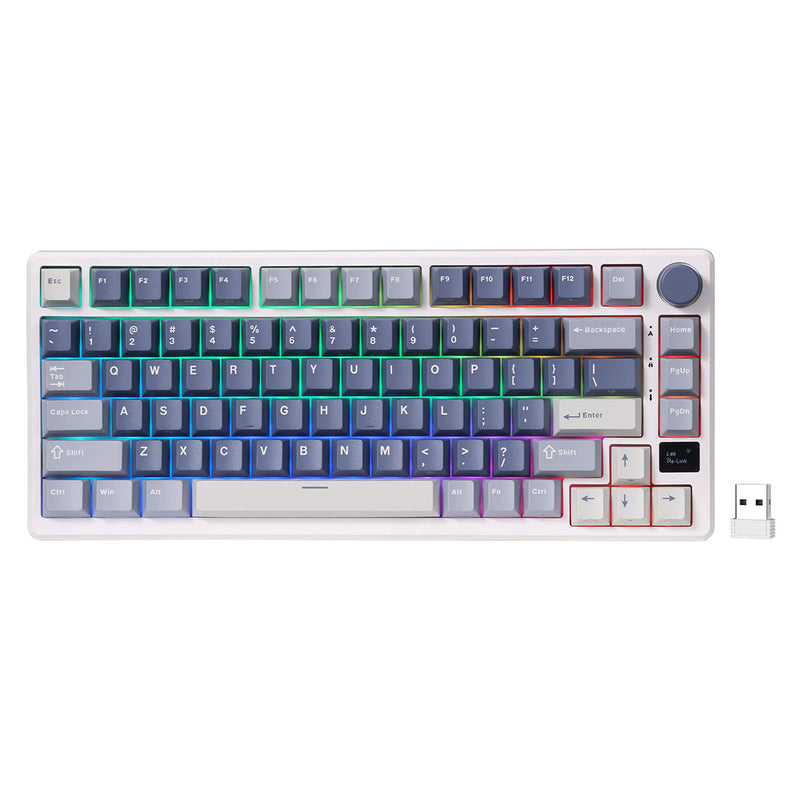 Royal Kludge RK-M75 Tri-Mode RGB 81 Keys Hot-Swappable Mechanical Keyboard Ocean Blue (Blue Switch, Brown Switch)