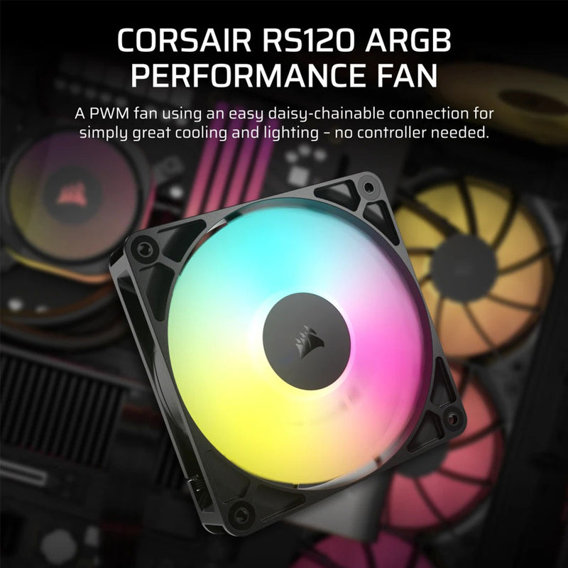 Corsair RS120 ARGB 120mm PWM Fan - Black (Single Pack) (CO-9050180-WW)