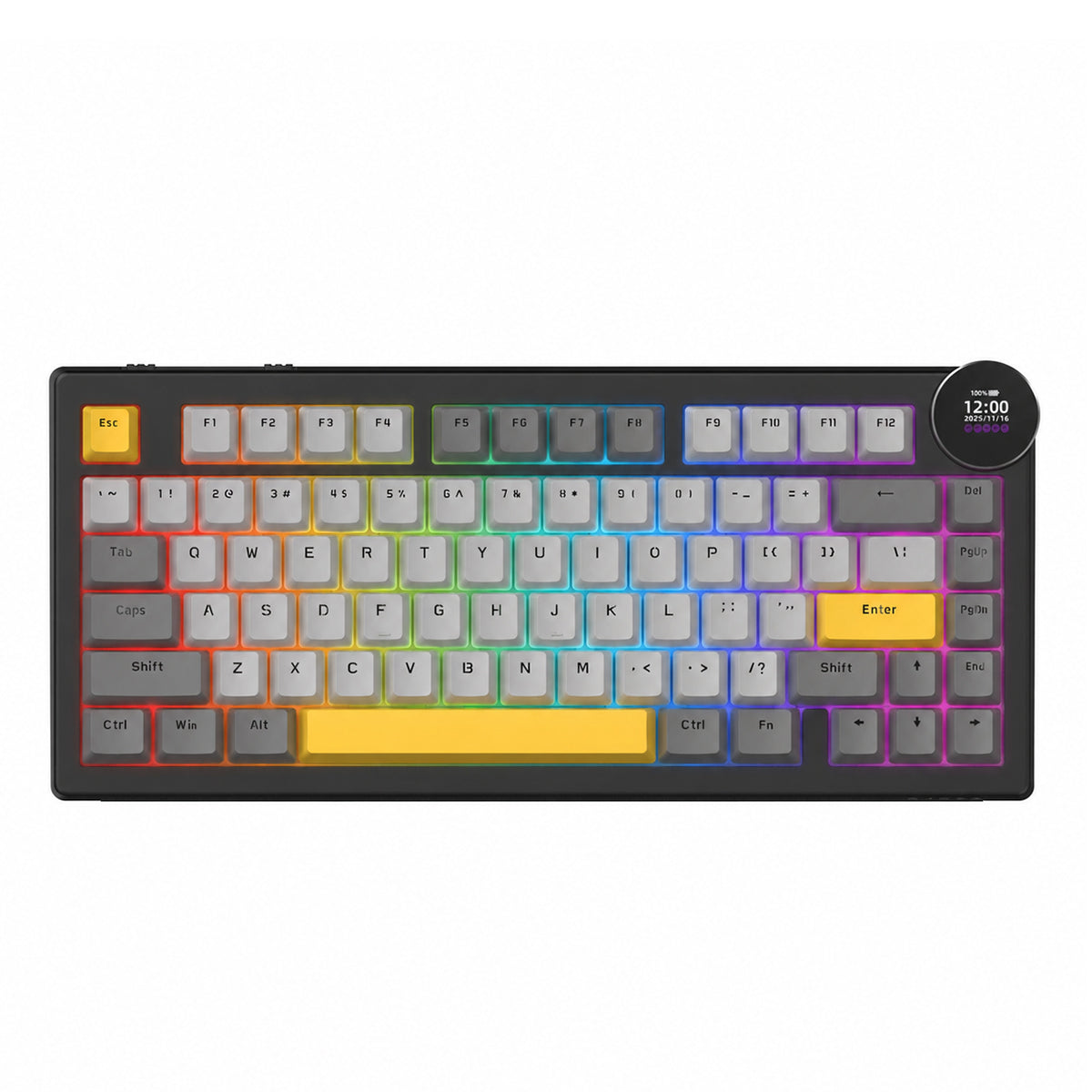 Ajazz AK820 V2 RGB Tri-Mode Mechanical Keyboard (Black/Grey/Yellow)