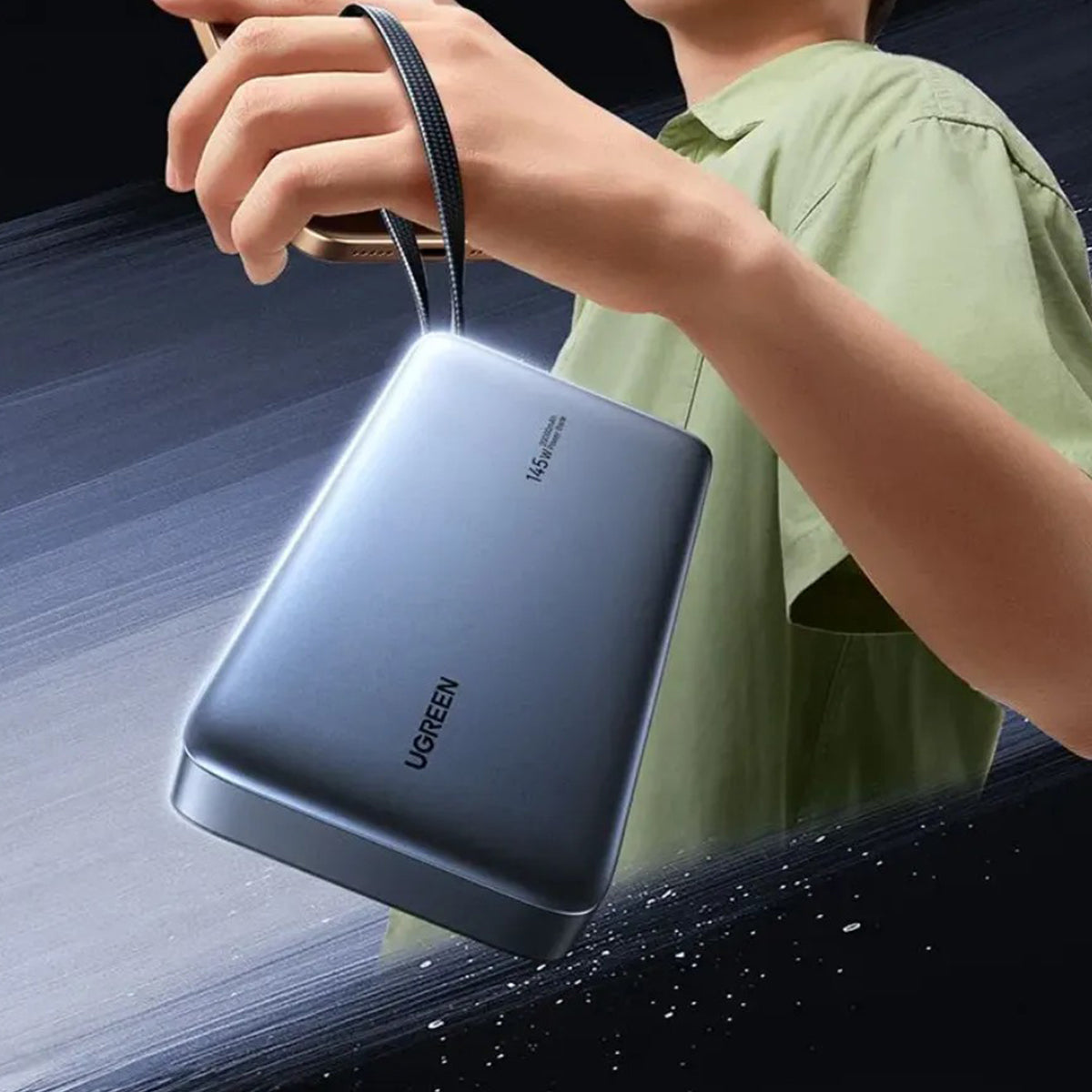 Ugreen 20000mAh 145W Power Bank with Built-in Cable (Space Grey) (PB551/55992B)
