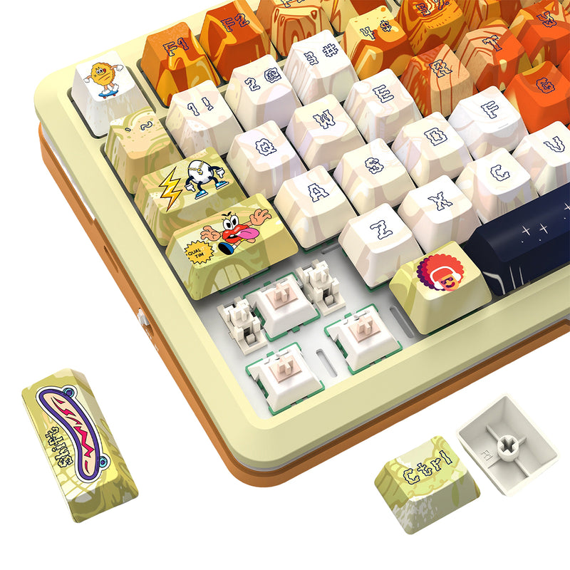 Redragon K708GF RGB Flekact Pro 81 Keys 75% Gasket Mounted Wireless Mechanical Keyboard with Customizable Smart LCD Screen (Doodle Style Design)