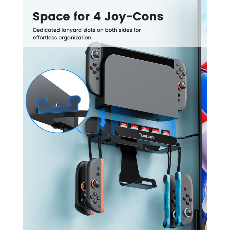 Transnovo Wall Mount with 5 Game Card Storage Slots & 4 Joy-Pad Bracket & Controller Holder 