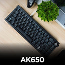 Ajazz AK650 White Backlit Wired 66-Key Gasket-Mounted Hot-Swappable Mechanical Keyboard (Black)