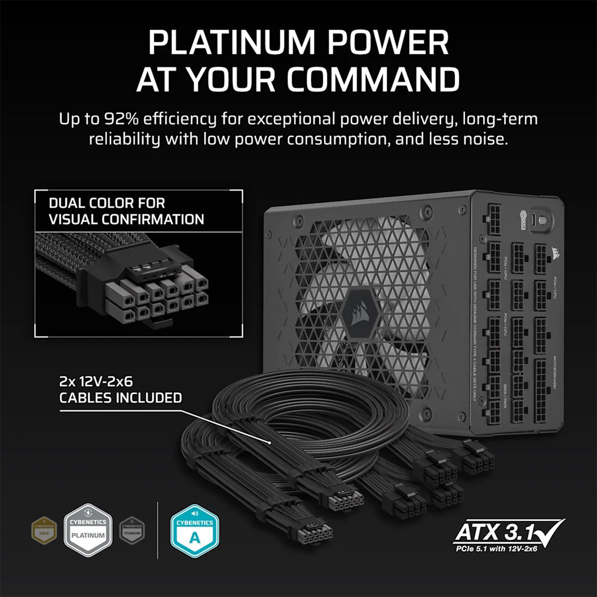 Corsair HXI Series HX1500i 1500W ATX Cybentics Platinum Ultra-Low Noise Fully Modular Power Supply (CP-9020309-NA)