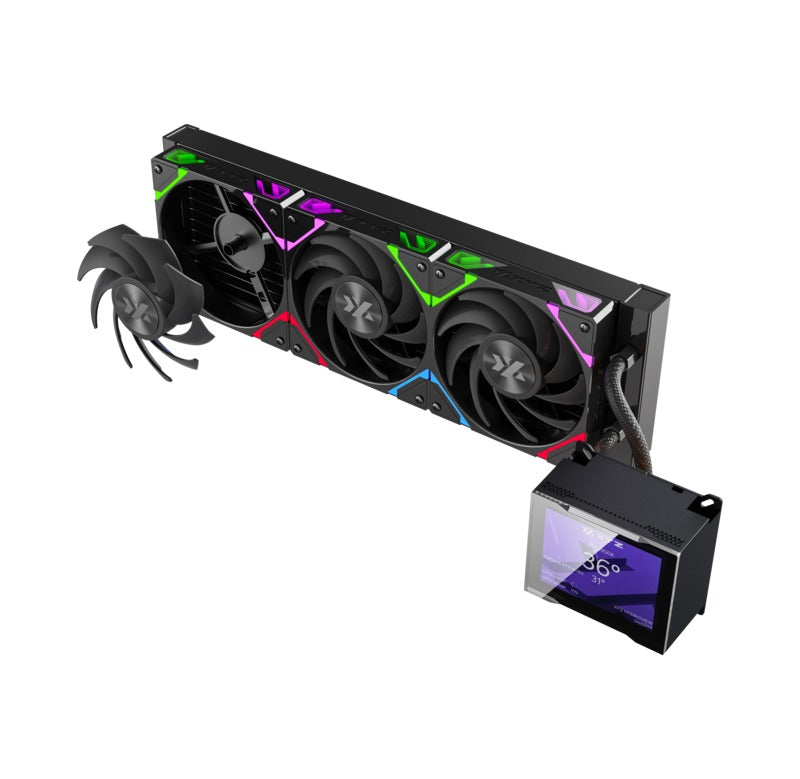XYZ HydroView AIO 360 ARGB Liquid Cooler with Temperature Display (Black, White)