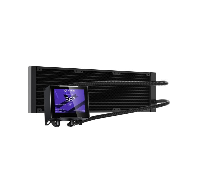 XYZ HydroView AIO 360 ARGB Liquid Cooler with Temperature Display (Black, White)