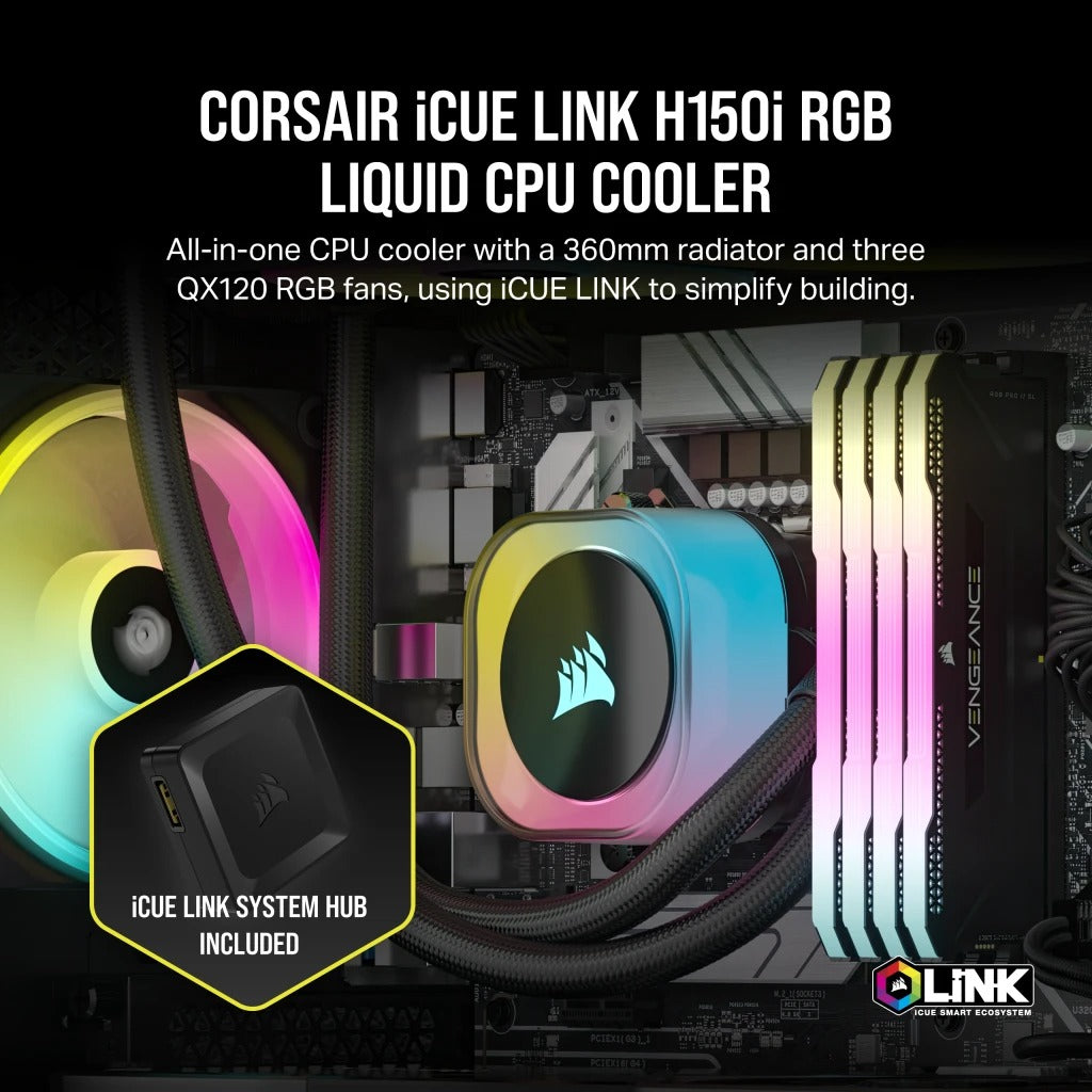 Corsair iCUE Link H150i RGB 360MM AIO Liquid CPU Cooler