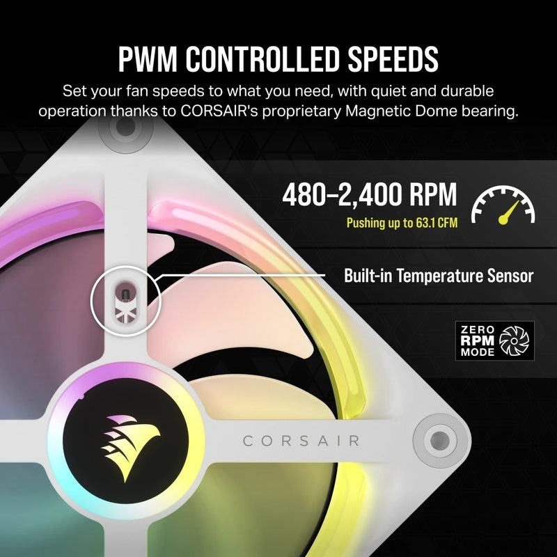 Corsair iCUE Link QX120 RGB 120MM PWM PC Fan Expansion Kit (White) (Single Pack)