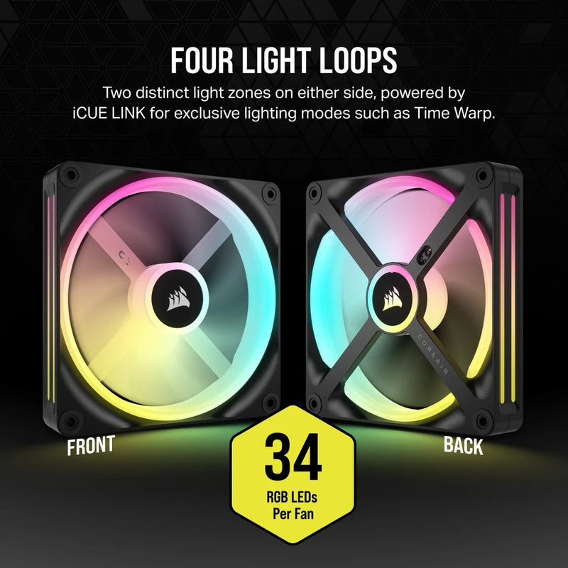Corsair iCUE Link QX140 RGB 140mm PWM PC Fan Expansion Kit (Black) (Single Pack)