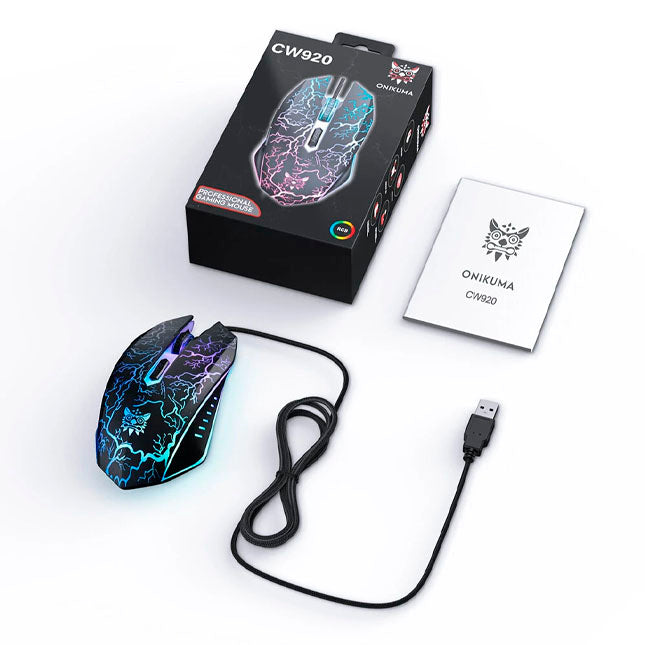 Onikuma CW920 Wired RGB Professional Gaming Mouse (Black)