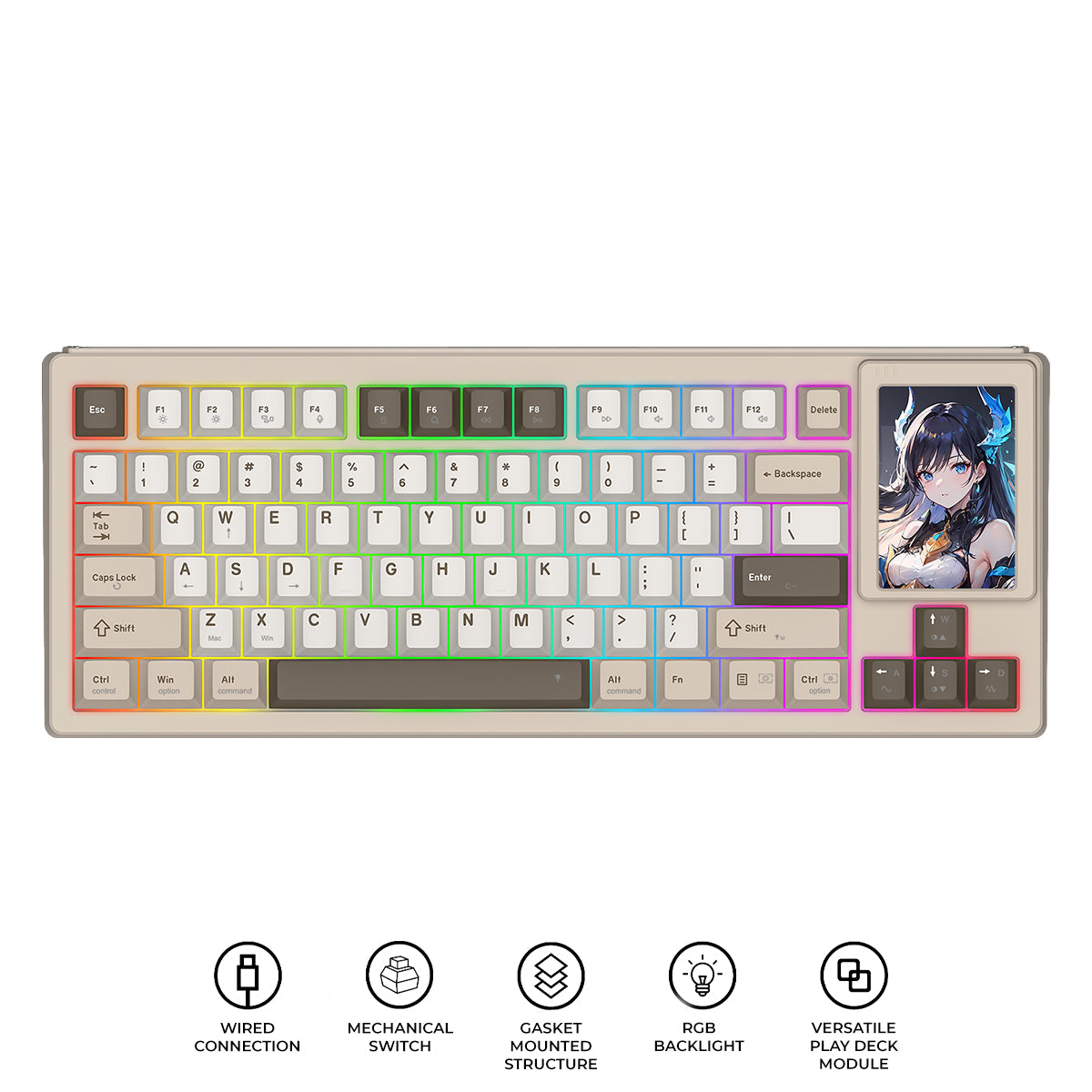 Redragon K754BKN POPVU87 Customizable Smart Touch Display Wired Mechanical Keyboard