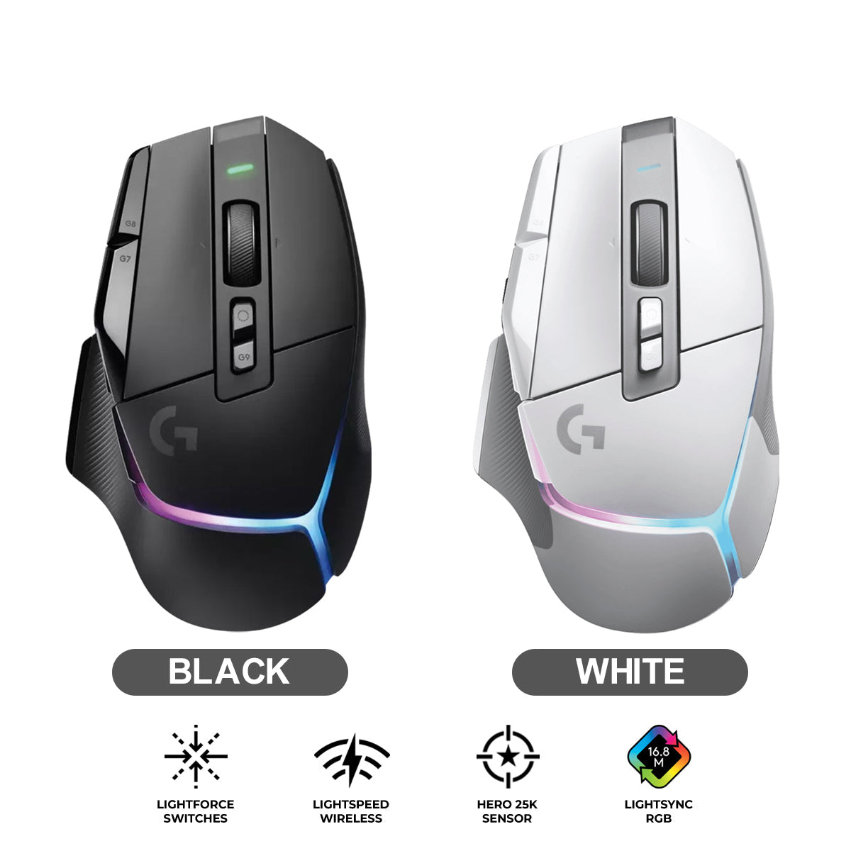 Logitech G502 X Plus Lightspeed Wireless RGB Gaming Mouse (Black, White)