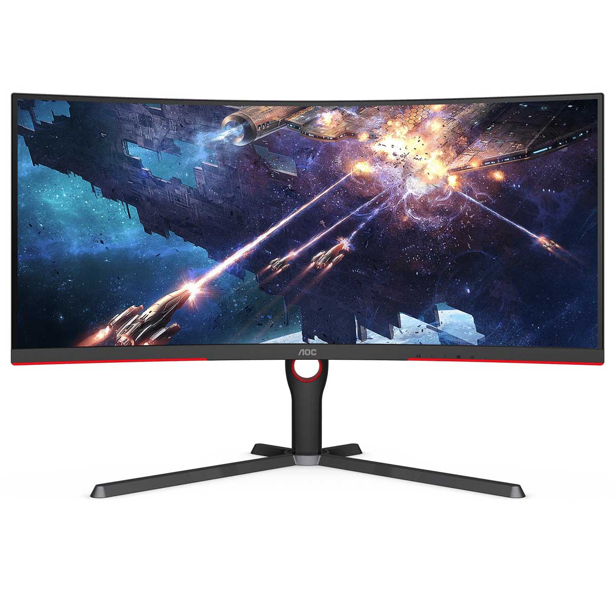 AOC CU34G3S/71 34" WQHD (3440X1440) 165HZ 1MS Curved Freesync Gaming Monitor (Black/Red)