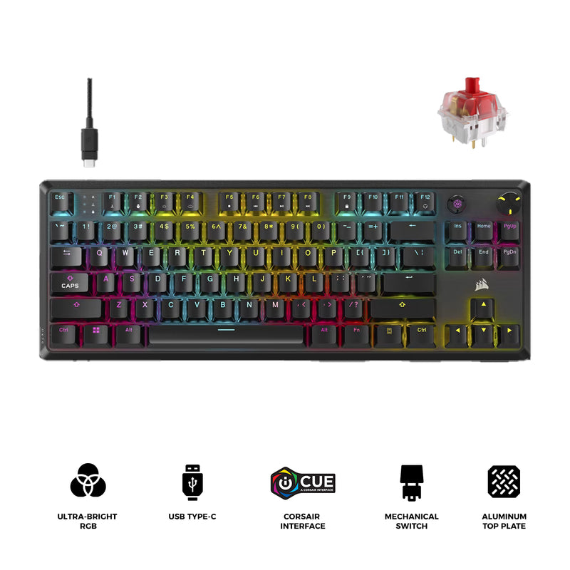 Corsair K70 Core TKL RGB Mechanical Gaming Keyboard (Black) (MLX Red Switches)