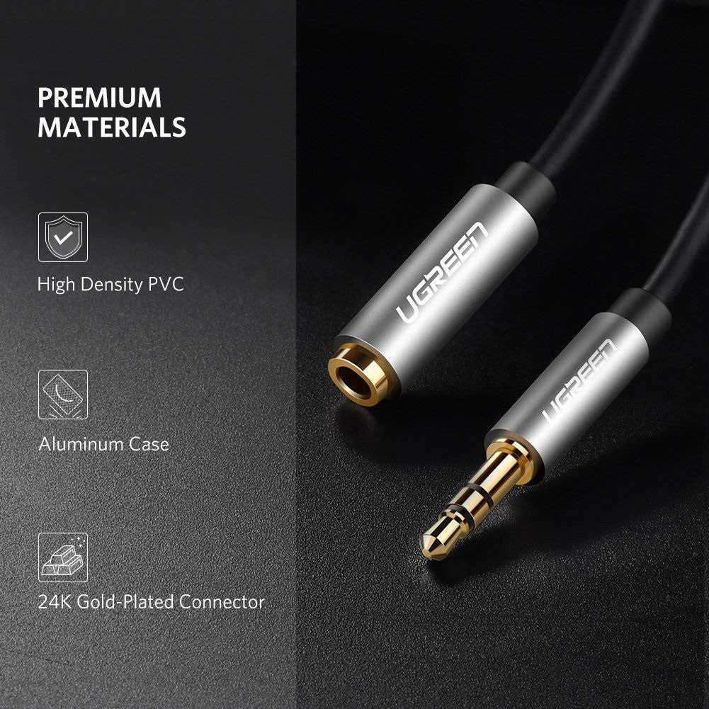 UGreen 3.5mm Male To 3.5mm Female Extension Cable - 1.5m (Black) (AV118/10593)