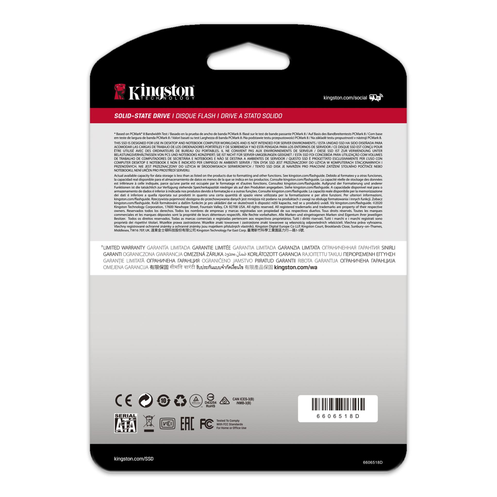 Kingston A400 480GB SATA 3 2.5" Internal SSD (SA400S37/480G)