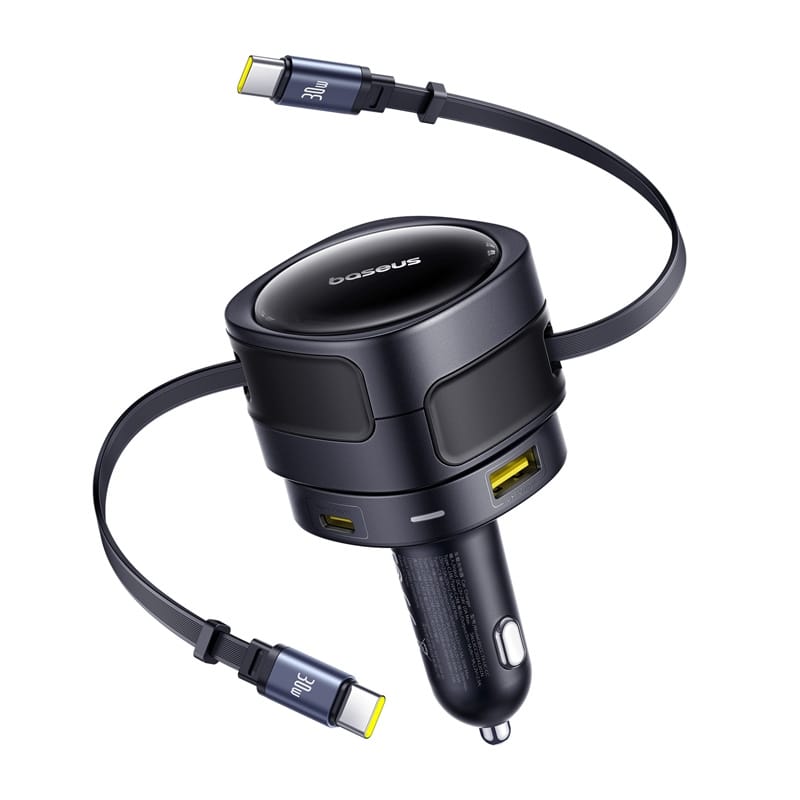 Baseus Enjoyment Max Car Charger C+C Cable & U+C Port 90W (Cosmic Black) (C00035507121-03)