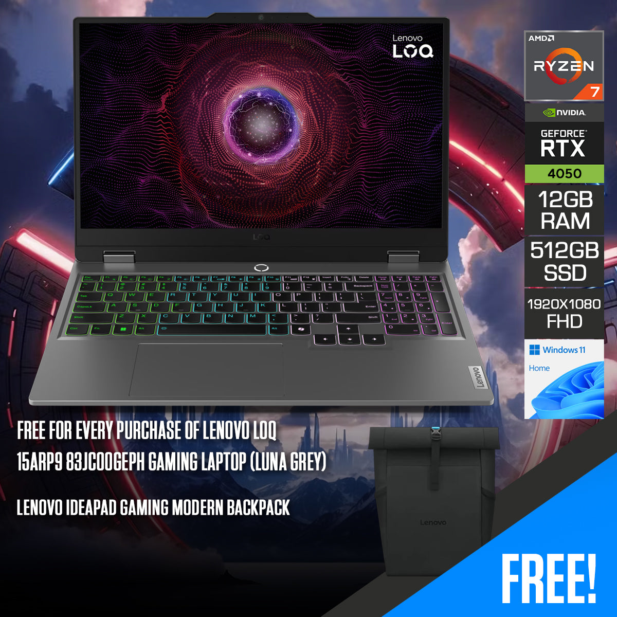 Lenovo LOQ 15ARP9 83JC00GEPH Gaming Laptop (Luna Grey)