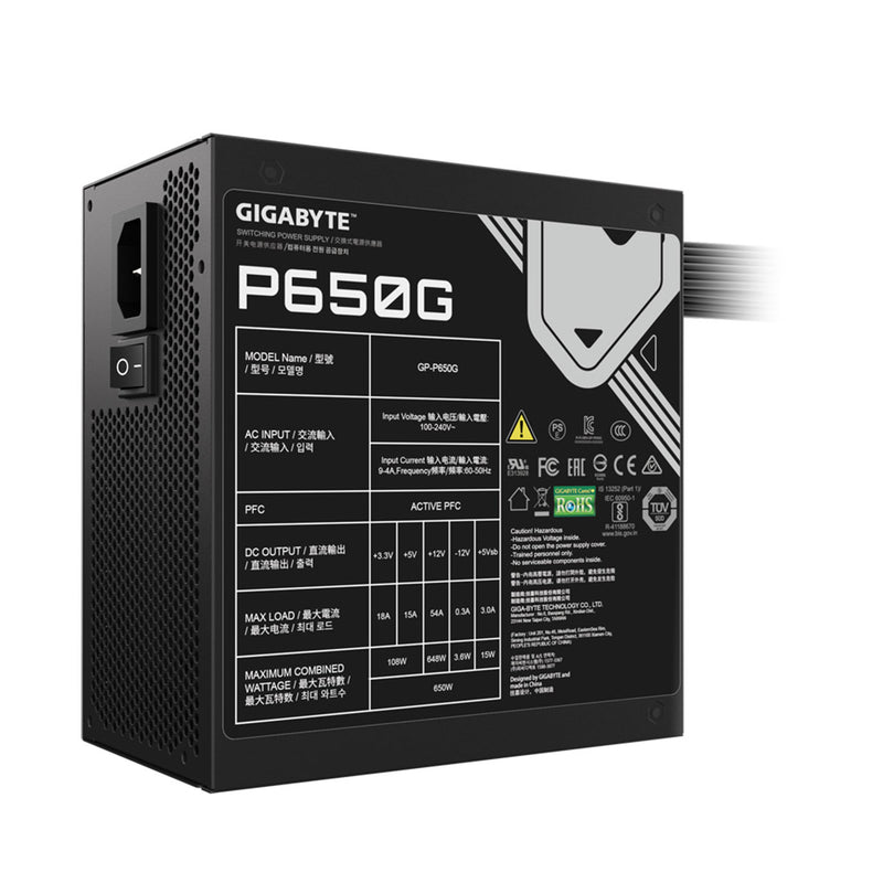 Gigabyte GP-P650G 650W 80 Plus Gold PCIe 6+2-Pin Connectors Single+12V Modular Power Supply