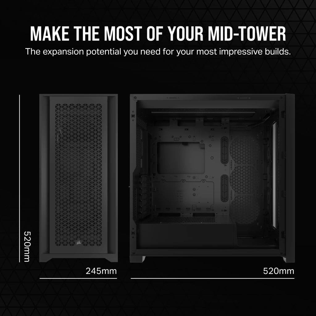Corsair 5000D Airflow Core Tempered Glass Mid-Tower ATX PC Case (Black ...