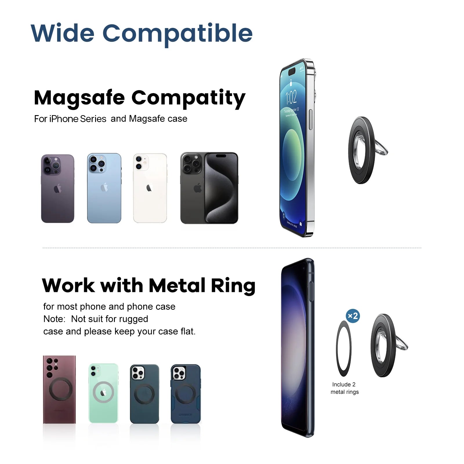 SODI BM350 Double-Sided Magnetic Phone Ring Holder Grip for iPhone
