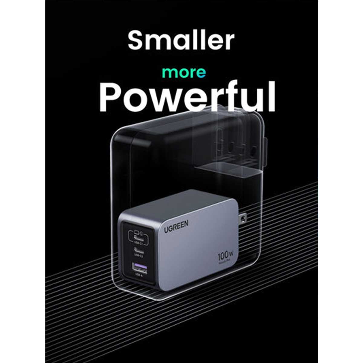 UGREEN Nexode Pro 3-Port 100W Gan Tech Fast Charger (Grey) (X757/25873)