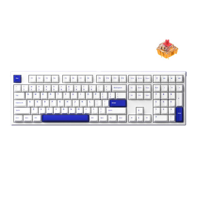 Monsgeek MG108B Blue on White RGB Hot-Swappable Mechanical Keyboard (TTC Gold Red)