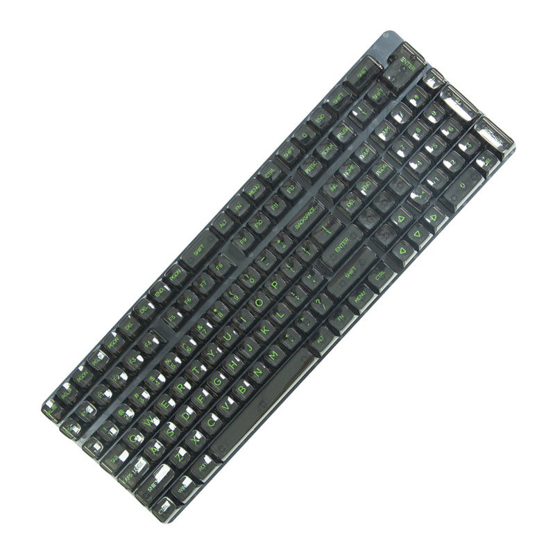 Royal Kludge CBSA-14 132 Keys Standard Transparent Profile Keycaps Fullset - Green Letter (Black)