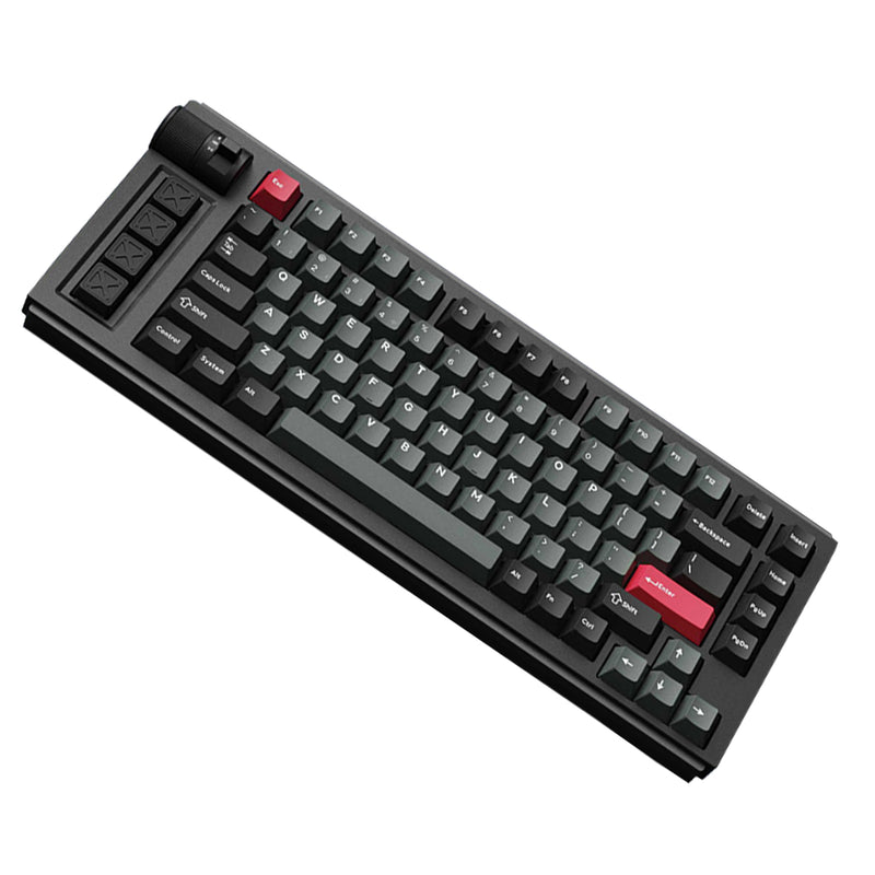 Keychron Lemokey L1 QMK/VIA Fully Assembled With Knob RGB Backlit Hot-Swappable 75% Wireless Custom Gaming Keyboard - Carbon Black (Gateron Jupiter Red Switch) (L1-M1)