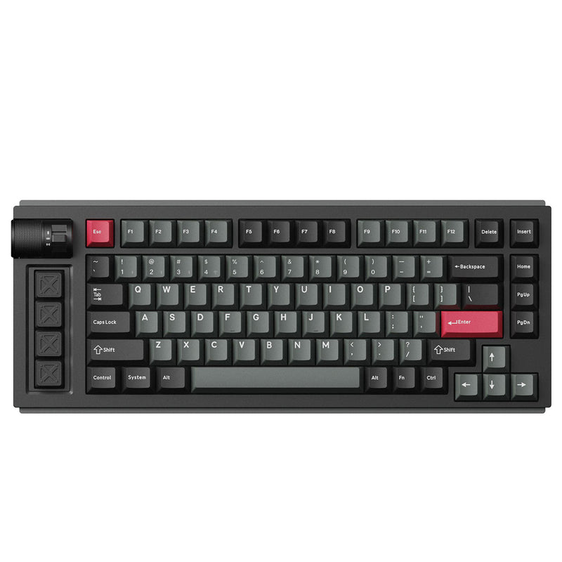 Keychron Lemokey L1 QMK/VIA Fully Assembled With Knob RGB Backlit Hot-Swappable 75% Wireless Custom Gaming Keyboard - Carbon Black (Gateron Jupiter Red Switch) (L1-M1)