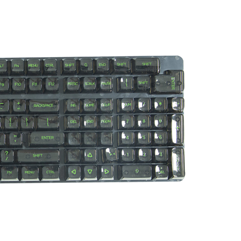 Royal Kludge CBSA-14 132 Keys Standard Transparent Profile Keycaps Fullset - Green Letter (Black)