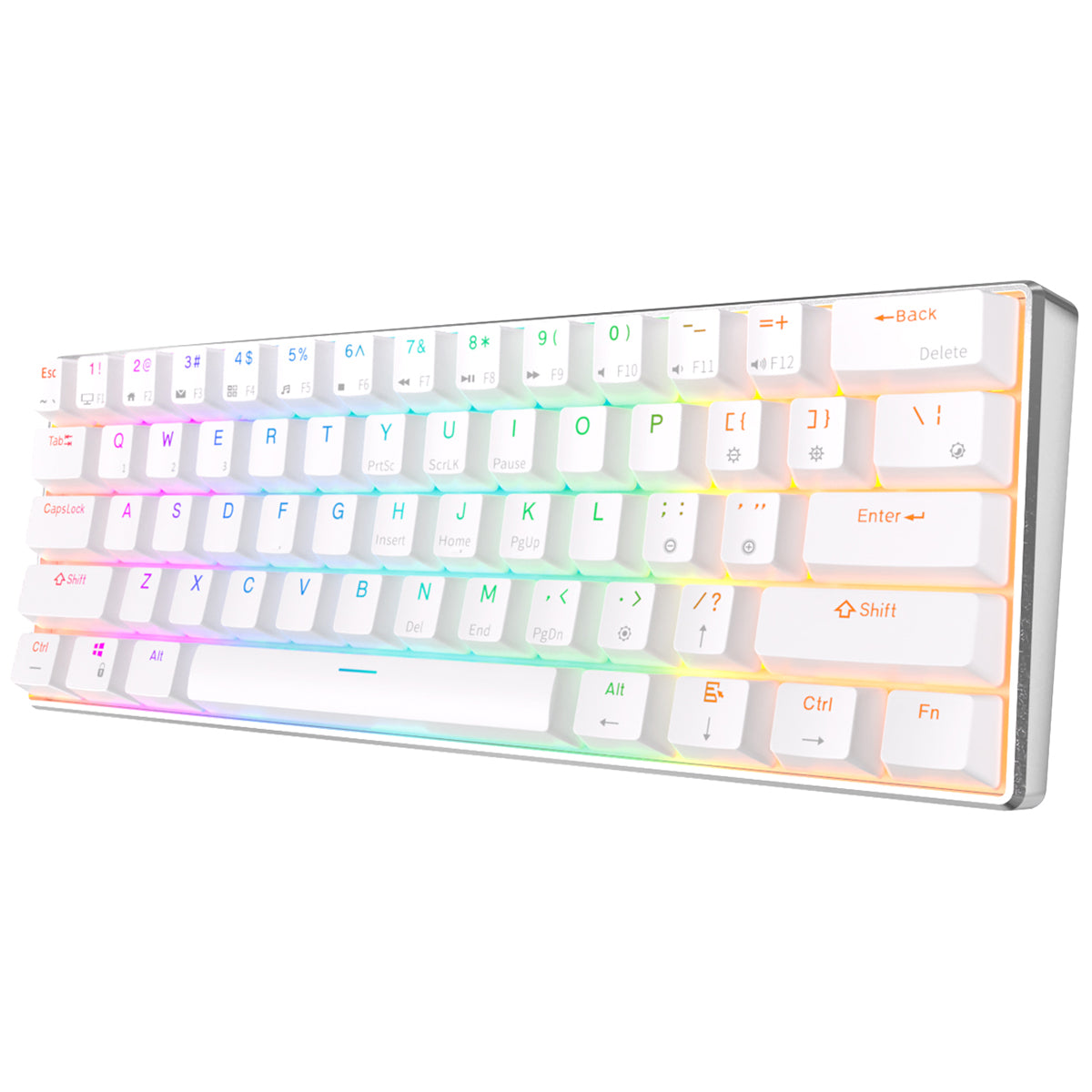 Royal Kludge RK61 Pro Tri-Mode RGB 61 Keys Hot Swappable Mechanical Keyboard Silver/White
