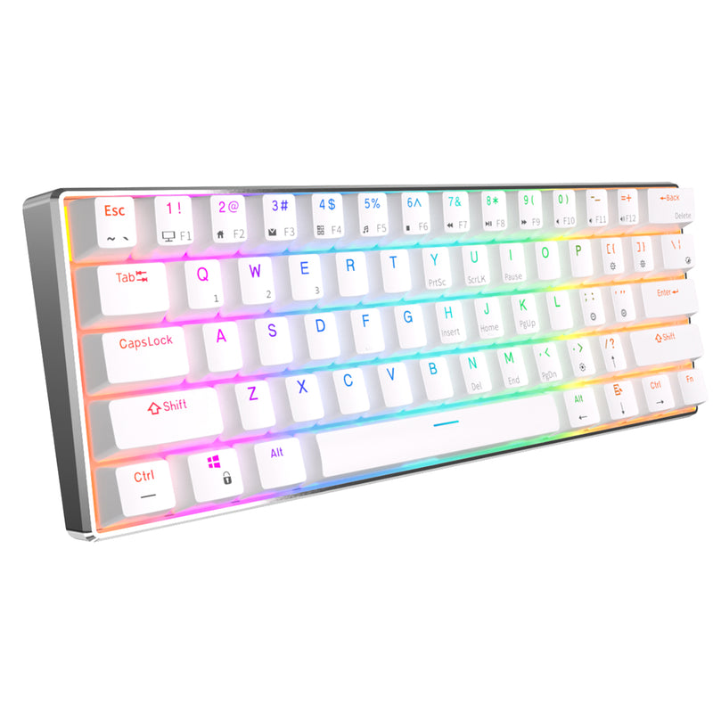 Royal Kludge RK61 Pro Tri-Mode RGB 61 Keys Hot Swappable Mechanical Keyboard Silver/White