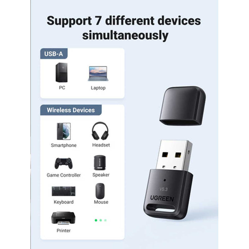 UGREEN USB-A Bluetooth 5.3 Adapter (Black) (CM591/90225)